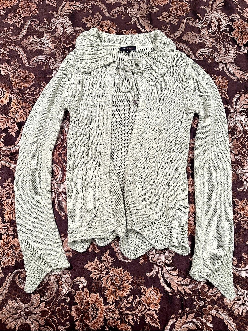 BCBGMAXAZRIA Open Front Knit Shrug in Green Size Small